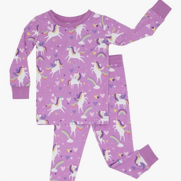 Little Sleepies - Sienna's Unicorns Two-Piece Bamboo Viscose Pajama Set Size 4T - Picture 1 of 8